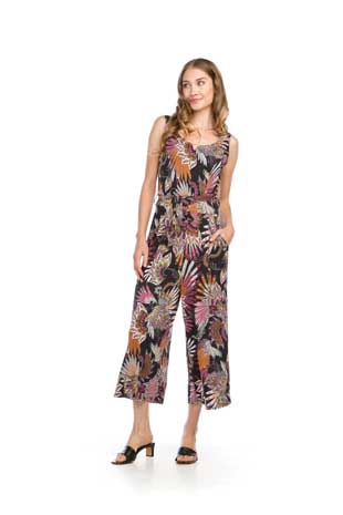 PP-16830 - PRINTED STRETCH JUMPSUIT WITH V BONING - Colors: AS SHOWN - Available Sizes:XS-XXL - Catalog Page:80 